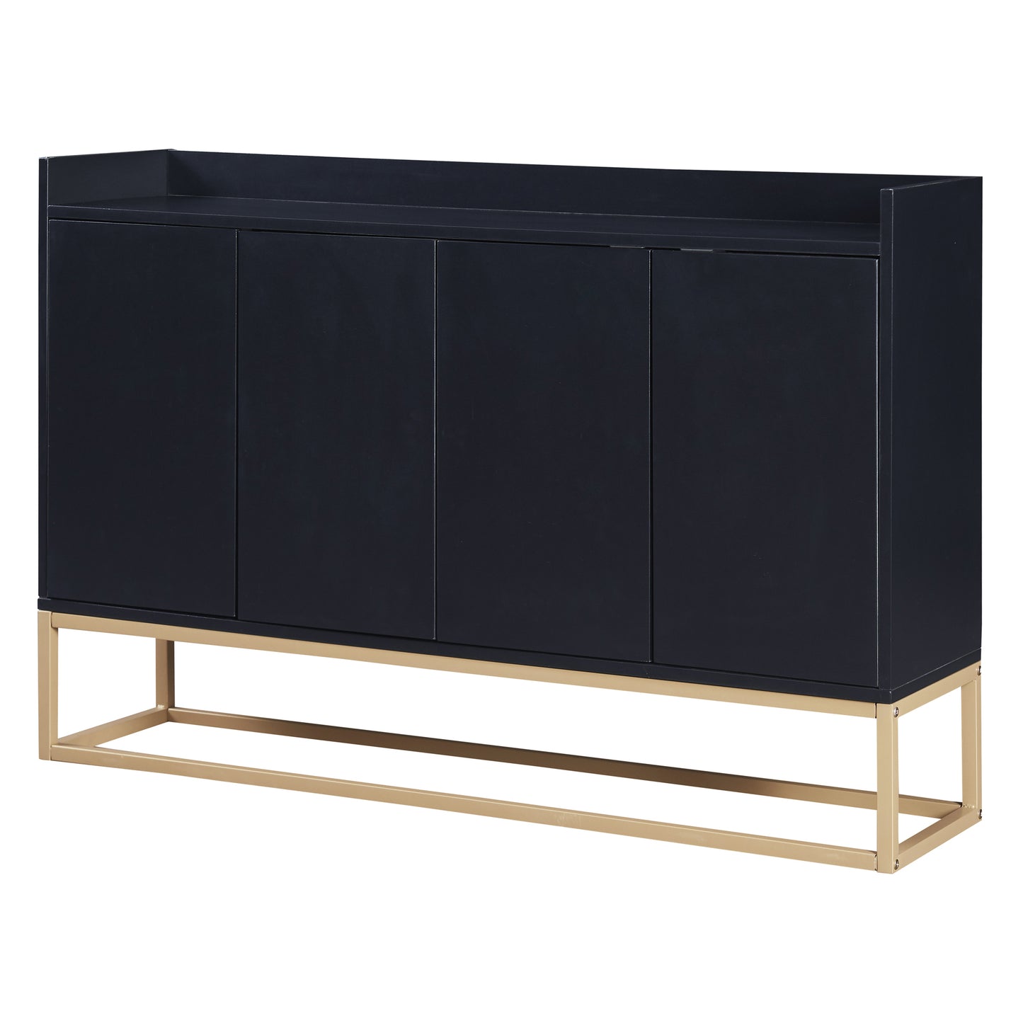 Modernes Sideboard im minimalistischen Stil 4-türiger griffloser Buffetschrank für Esszimmer, Wohnzimmer, Küche (Schwarz)