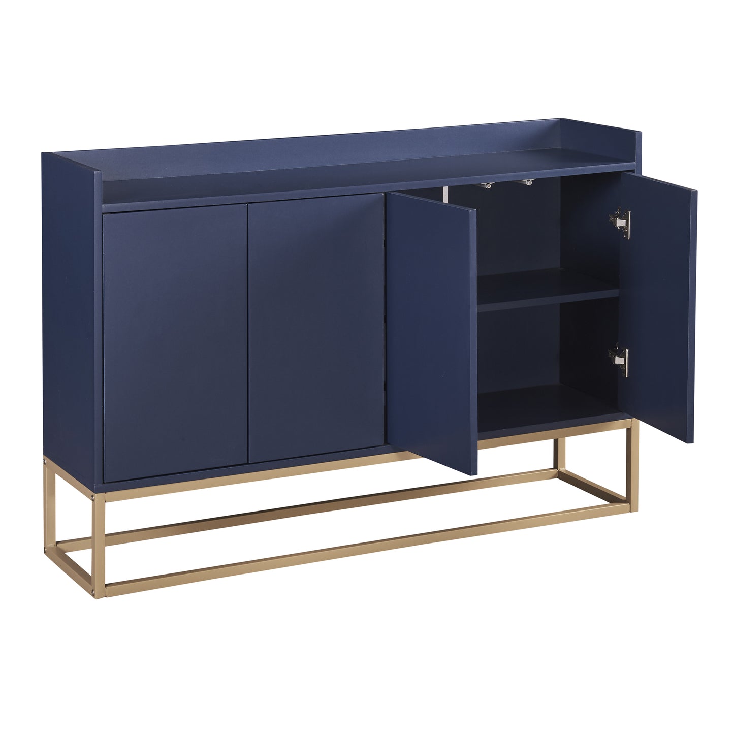 Modernes Sideboard im minimalistischen Stil 4-türiger griffloser Buffetschrank für Esszimmer, Wohnzimmer, Küche (Schwarz)