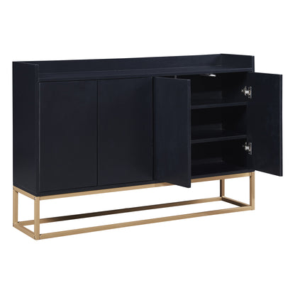 Modernes Sideboard im minimalistischen Stil 4-türiger griffloser Buffetschrank für Esszimmer, Wohnzimmer, Küche (Schwarz)