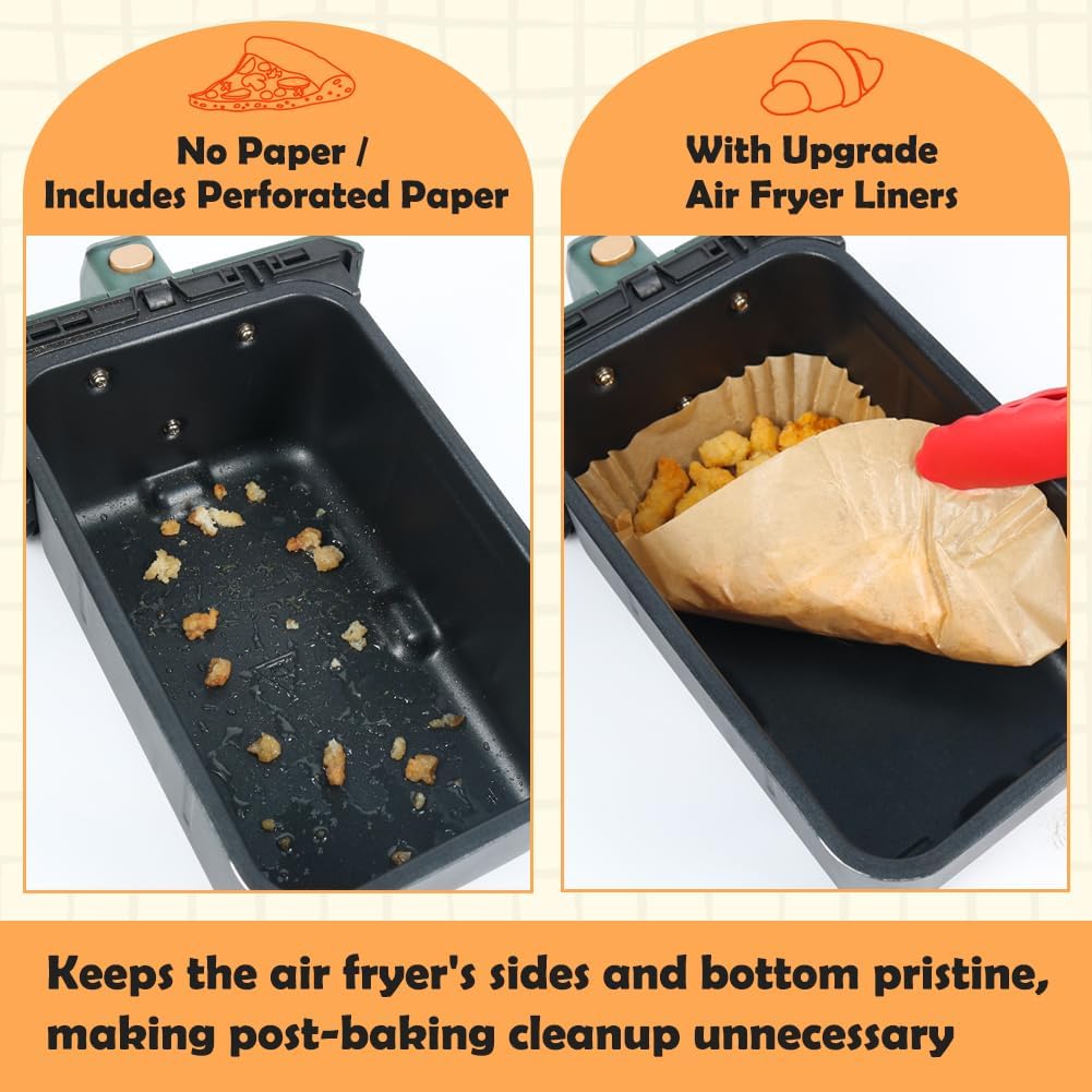 YM Internet 110pc Air Fryer Liners for Ninja Dual, Accessories, Disposable Square fryer Parchment Paper Liner, Compatible with AF300UK AF400UK, Salter and Other Dual Zone