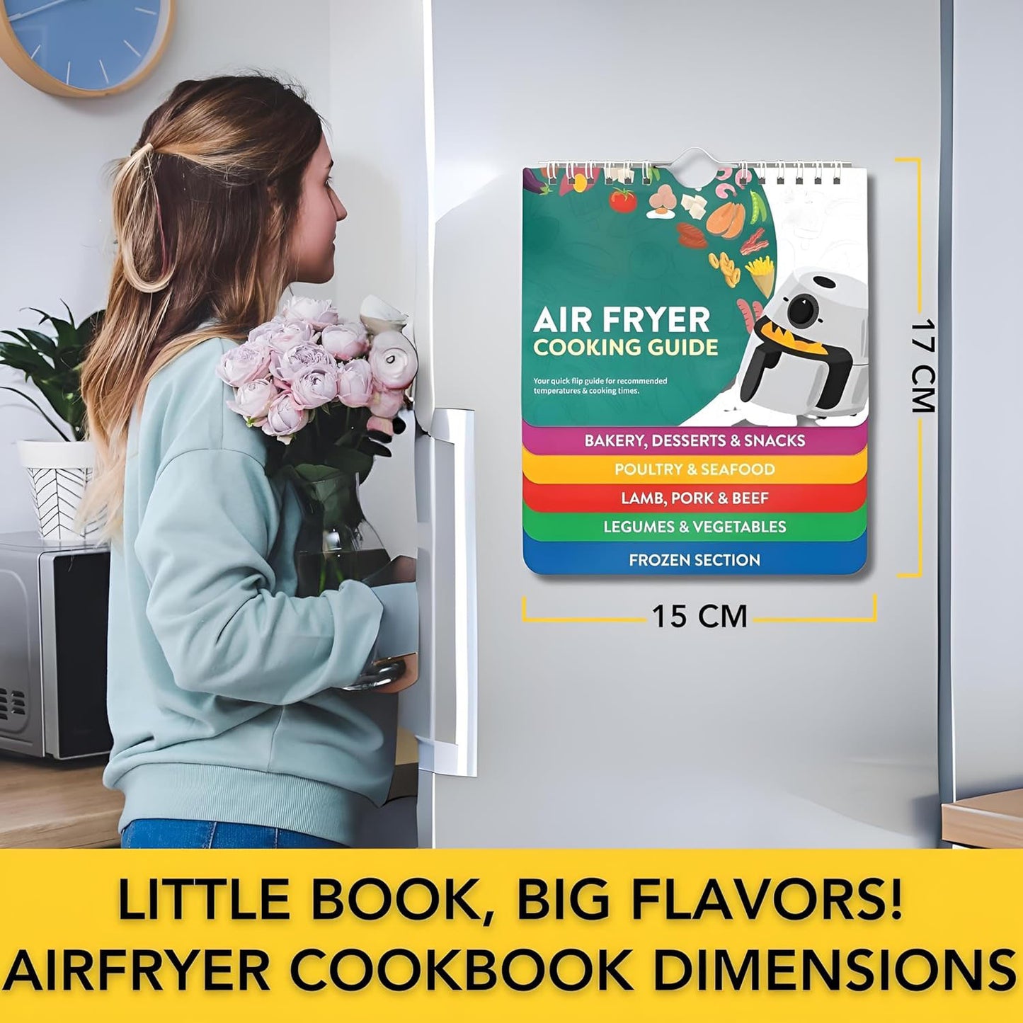 YM Internet Air Fryer Cookbook, Air Fryer Cheat Sheet Magnets Cooking Guide Booklet - Air Fryer Recipe Book - Instant Air Fryer Accessories for Oven Cooking Pot Temperature and Kitchen Conversions.