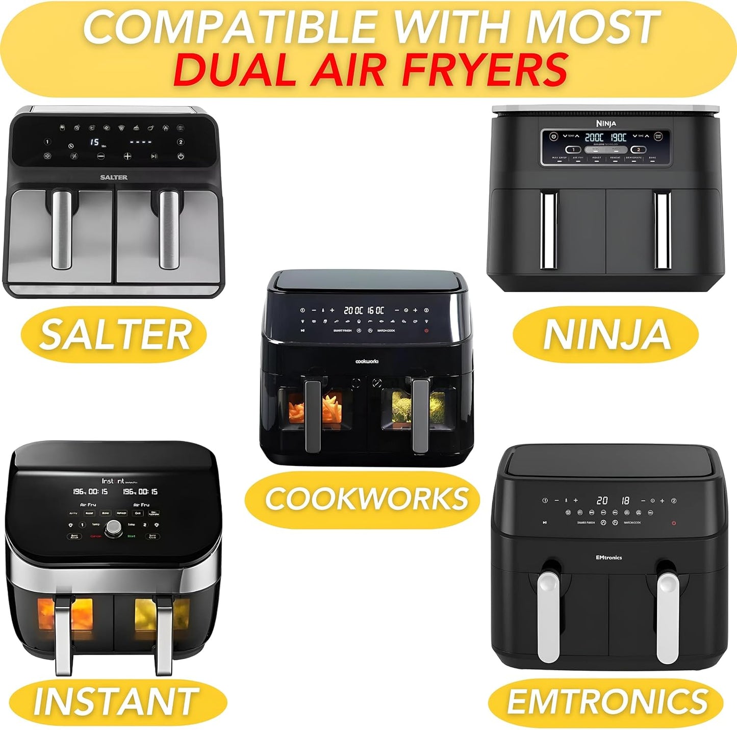 YM Internet | Air Fryer Liners -150 PCS, Disposable Air Fryer Liners for Ninja Dual, AirFryer Paper Liners for AF300UK AF400UK, Compatible with Ninja and Other Dual Zone Air Fryer