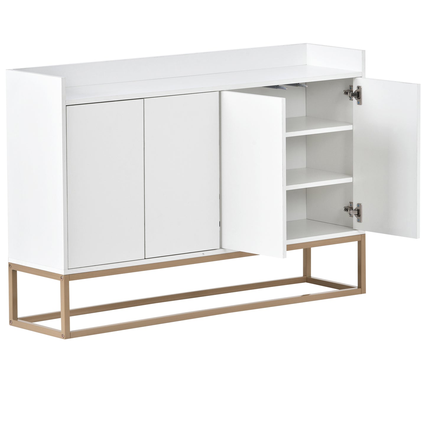 Modernes Sideboard im minimalistischen Stil 4-türiger griffloser Buffetschrank für Esszimmer, Wohnzimmer, Küche (Schwarz)