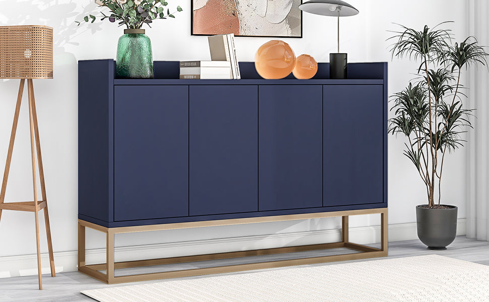 Modernes Sideboard im minimalistischen Stil 4-türiger griffloser Buffetschrank für Esszimmer, Wohnzimmer, Küche (Schwarz)