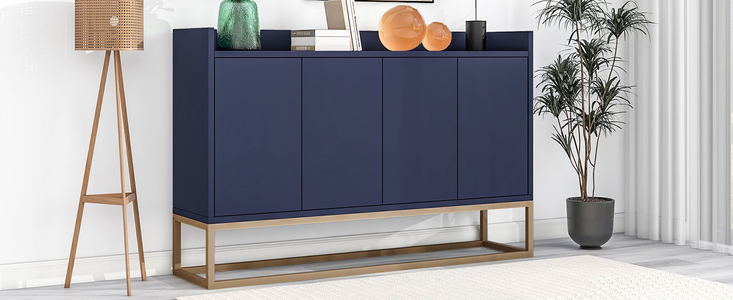 Modernes Sideboard im minimalistischen Stil 4-türiger griffloser Buffetschrank für Esszimmer, Wohnzimmer, Küche (Schwarz)