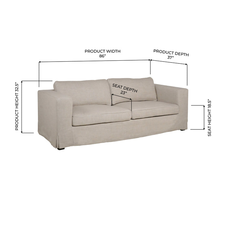 Denver Natural Linen Slipcover Sofa