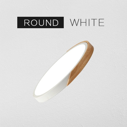 LED Ceiling Light Modern Nordic Round Lamp Wooden Home Living Room Bedroom Study Surface Mounted Lighting Fixture Remote Control