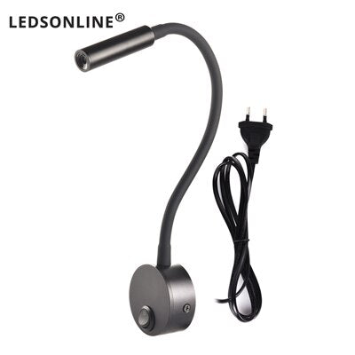 Wall Lmap Sconces Clamp light 3W Bedroom Lamp on/off Switch White Silver Black Flexible Gooseneck home bedside reading lights