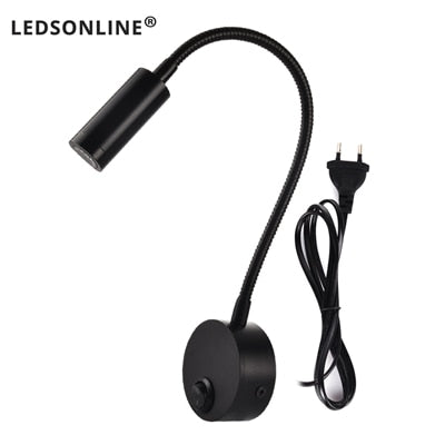 Bedside Working Study Reading Lamp Wall lamp sconces 3W LED Book Lamp wall Night light fixtures Spot LED EU US Plug Cord