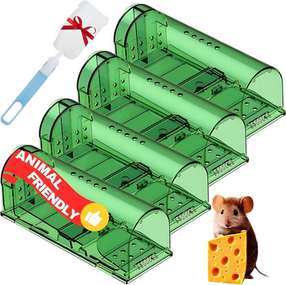 YM Internet Humane Mouse Traps, 4Pack Mouse Traps for Indoors, Mouse traps, Reusable Live Mouse Trap, Washable Mousetrap Effective and Easy to Use