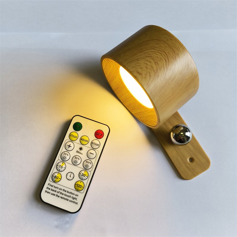 USB Rechargeable LED Wall Light Touch & Remote Control Cordless Wall Mounted Sconce Lights For Bedroom Reading Lamp