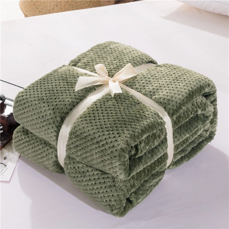 Plaid Bed Blankets Soft Warm Fluffy Throw Blanket Cover Coral Fleece Bedspread On The Bed For Adults Kids Pet Home Textile