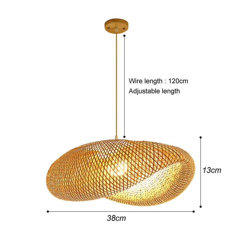 Classic Bamboo Lustre Chandelier Hanging Lamp Ceiling Handmade Rattan Pendant Light Fixture Weaving Home Living Bed Room Decor