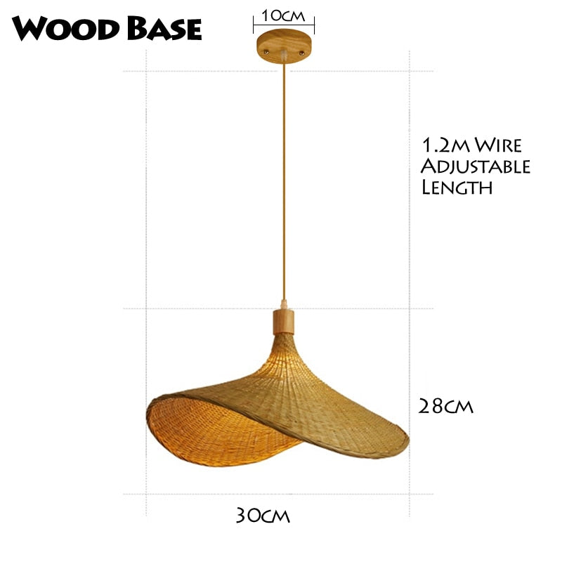 Classic Bamboo Lustre Chandelier Hanging Lamp Ceiling Handmade Rattan Pendant Light Fixture Weaving Home Living Bed Room Decor