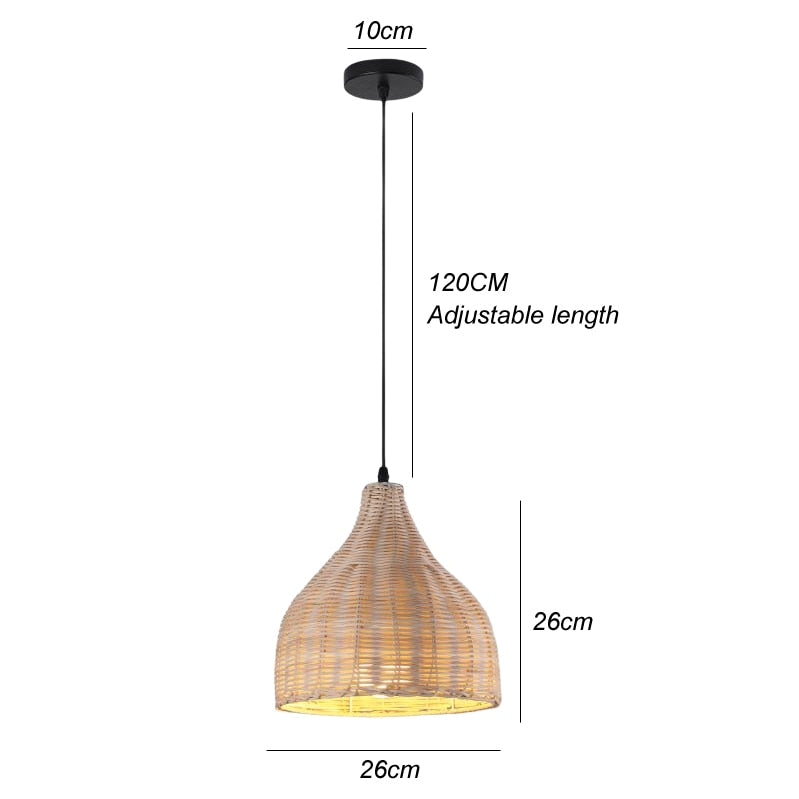 Classic Bamboo Lustre Chandelier Hanging Lamp Ceiling Handmade Rattan Pendant Light Fixture Weaving Home Living Bed Room Decor