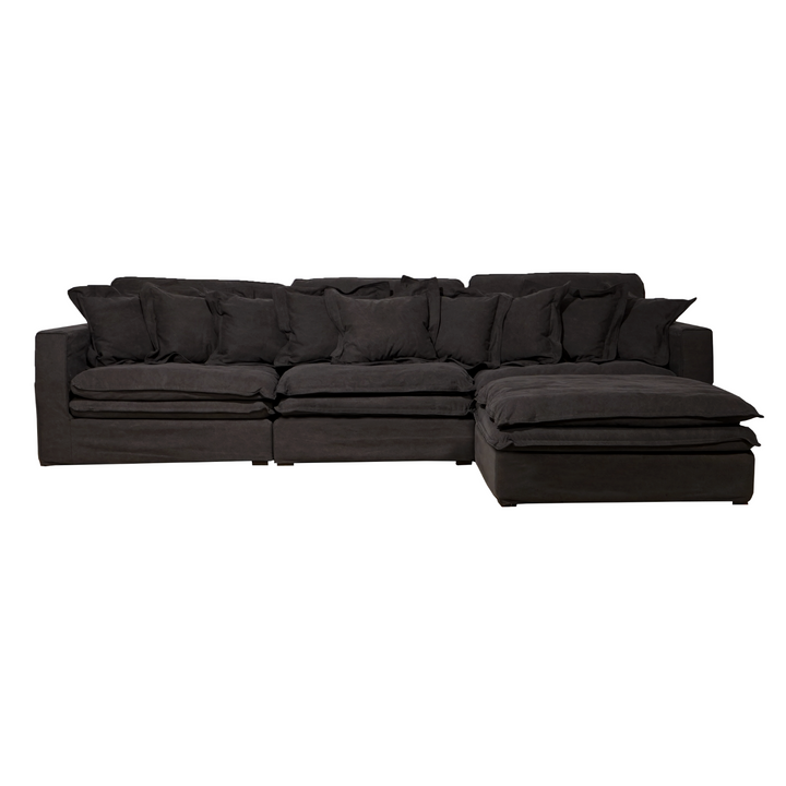 Santa Monica Vintage Charcoal Slipcover 4pc Sectional