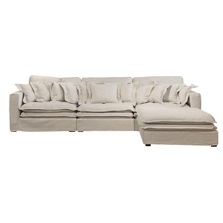 Santa Monica Linen Natural Slipcover 4pc Sectional