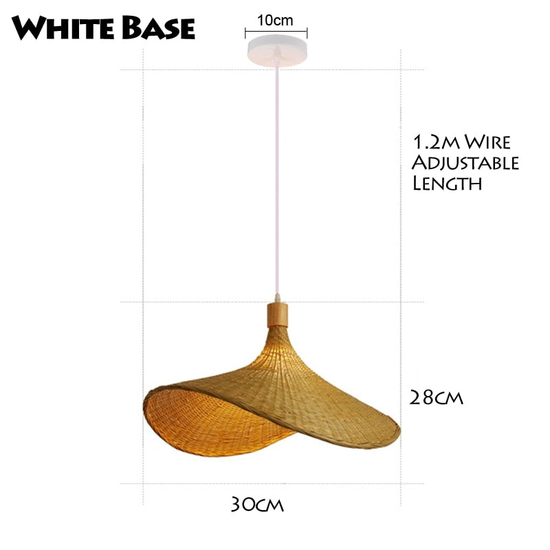 Classic Bamboo Lustre Chandelier Hanging Lamp Ceiling Handmade Rattan Pendant Light Fixture Weaving Home Living Bed Room Decor