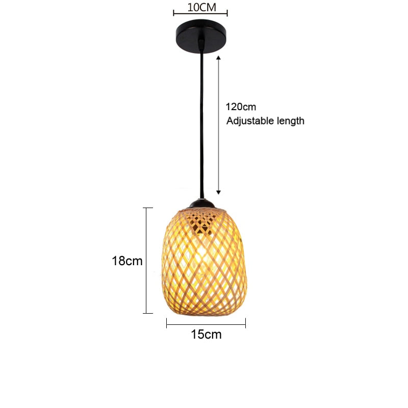 Classic Bamboo Lustre Chandelier Hanging Lamp Ceiling Handmade Rattan Pendant Light Fixture Weaving Home Living Bed Room Decor