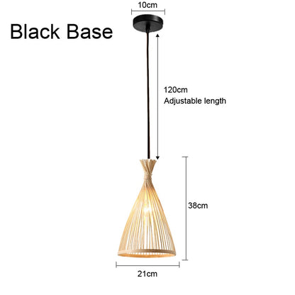 Classic Bamboo Lustre Chandelier Hanging Lamp Ceiling Handmade Rattan Pendant Light Fixture Weaving Home Living Bed Room Decor