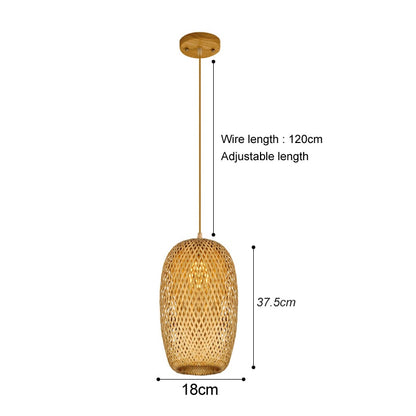 Classic Bamboo Lustre Chandelier Hanging Lamp Ceiling Handmade Rattan Pendant Light Fixture Weaving Home Living Bed Room Decor