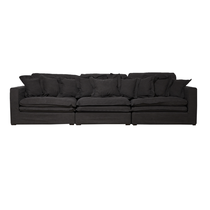 Vintage Charcoal Slipcover 3pc Sofa