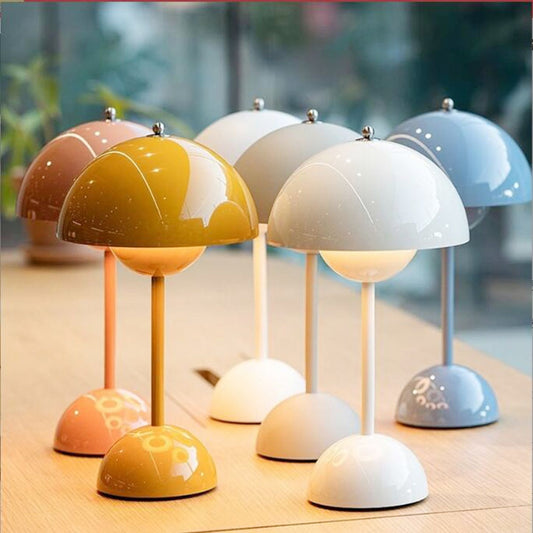 Mushroom Flower Bud Rechargeable LED Table Lamps Desk Night For Bedroom Dining Touch Night Light Simple Modern Decoration